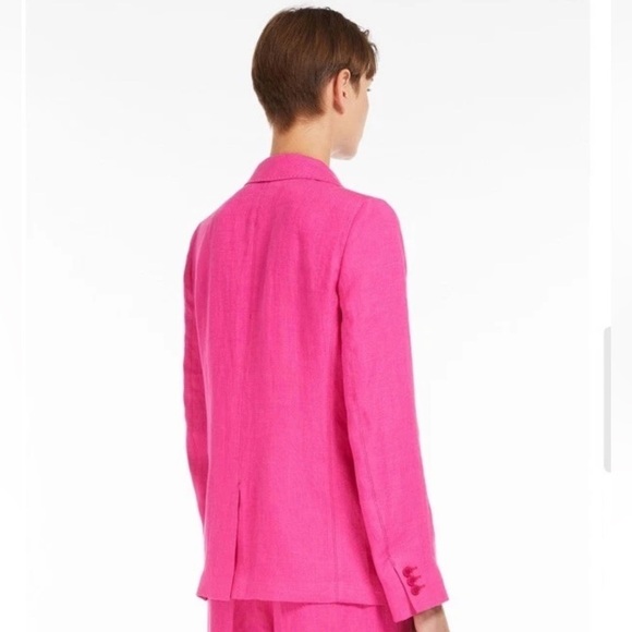 WEEKEND MAX MARA Nalut Linen Canvas Single Breast Blazer Size 16 Fuchsia $575 - Picture 16 of 16